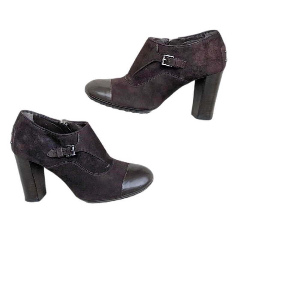 VTG Y2K TOD'S Made In Italy Suede Oxford Monk Strap Ankle Boots /Heels Sz 6.5(6)